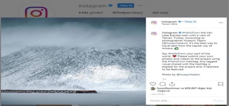 Instagram’da paylaşılan “Tatvan” fotoğrafı memnuniyet uyandırdı