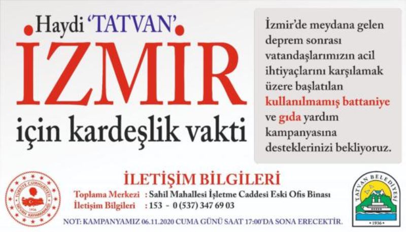 Tatvan’dan, ‘İzmir İçin Kardeşlik Vakti’ Kampanyası