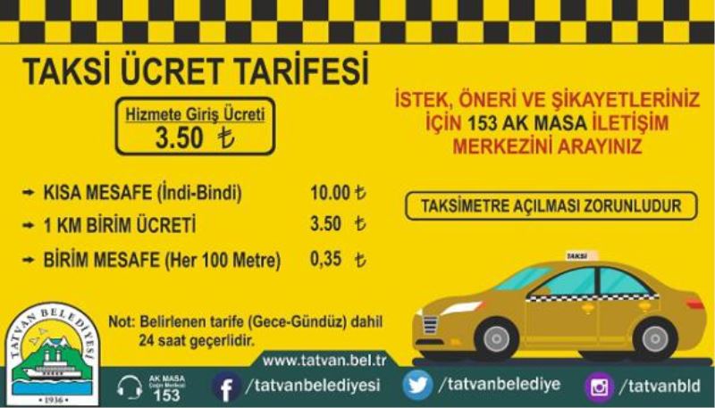 Tatvan’daki “ticari taksilere” yeni fiyat düzenlemesi