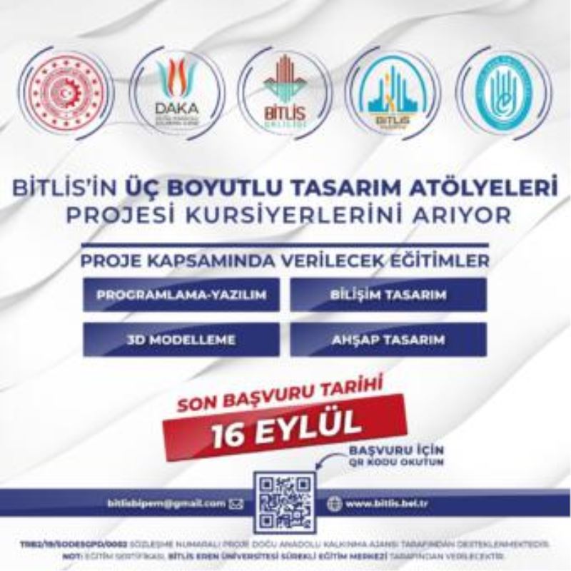 “Bitlis’in Üç Boyutlu Tasarım Atölyeleri” Projesi Başlıyor